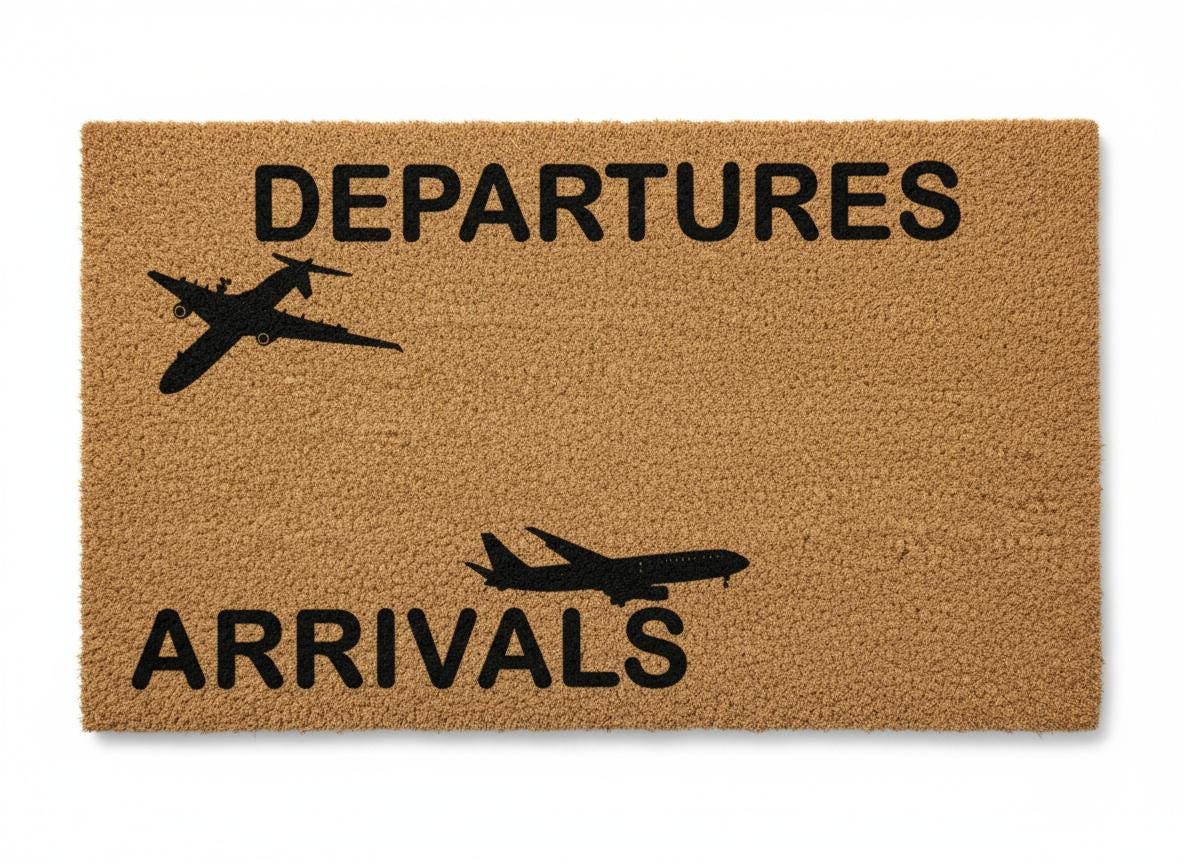 Arrivals & Departures Doormat, Funny Doormat, Airplane Mat, Housewarming Gift
