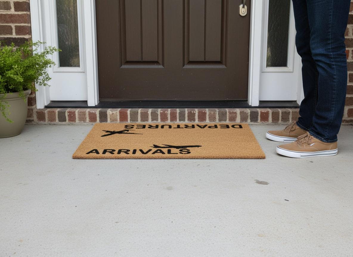 Arrivals & Departures Doormat, Funny Doormat, Airplane Mat, Housewarming Gift