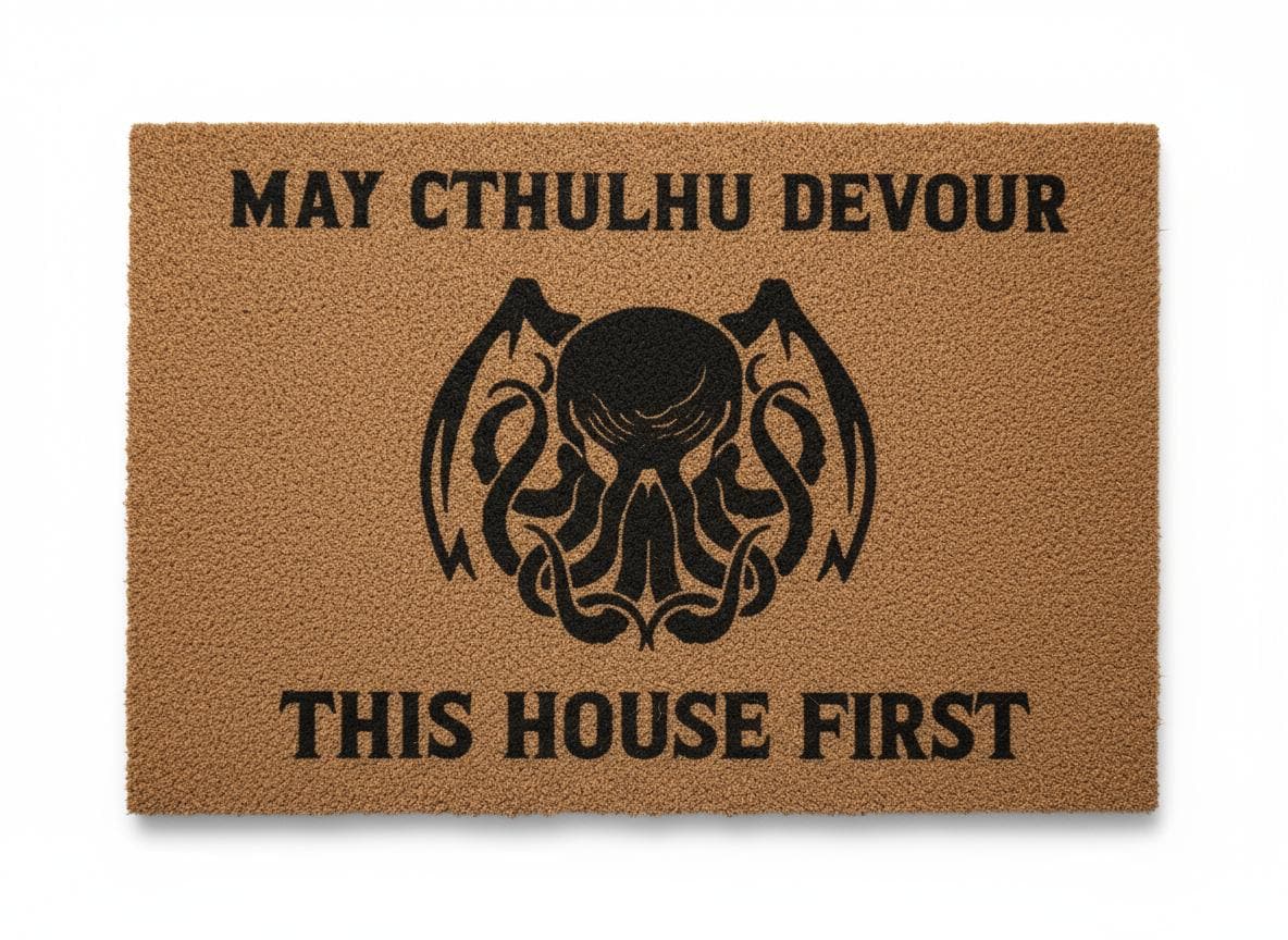 Cthulhu Doormat – Funny Horror Welcome Mat, Lovecraft Gift