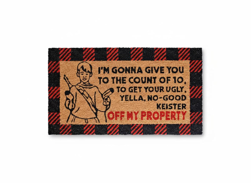 Home Alone Doormat – Funny Christmas Movie Quote, Buffalo Plaid Coir Rug