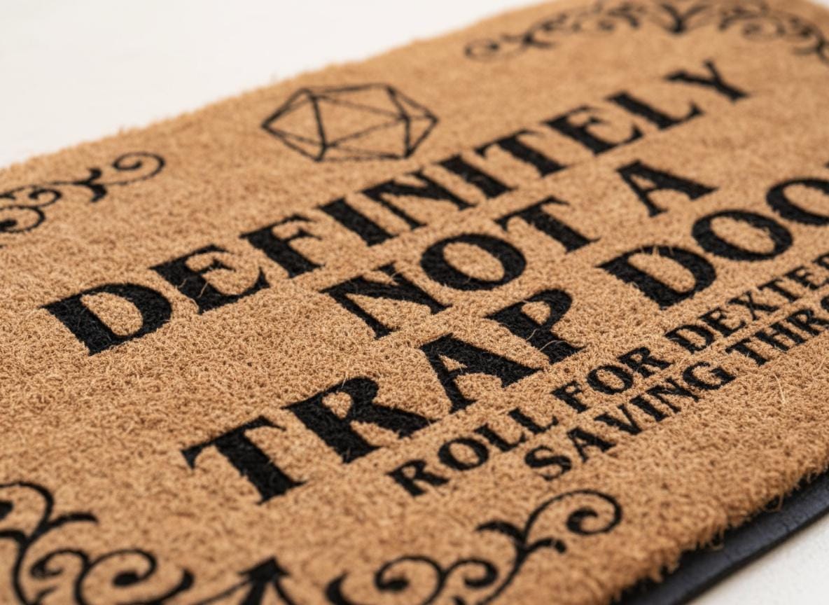 Funny D&D Doormat, Gamer Welcome Mat, Natural Coir