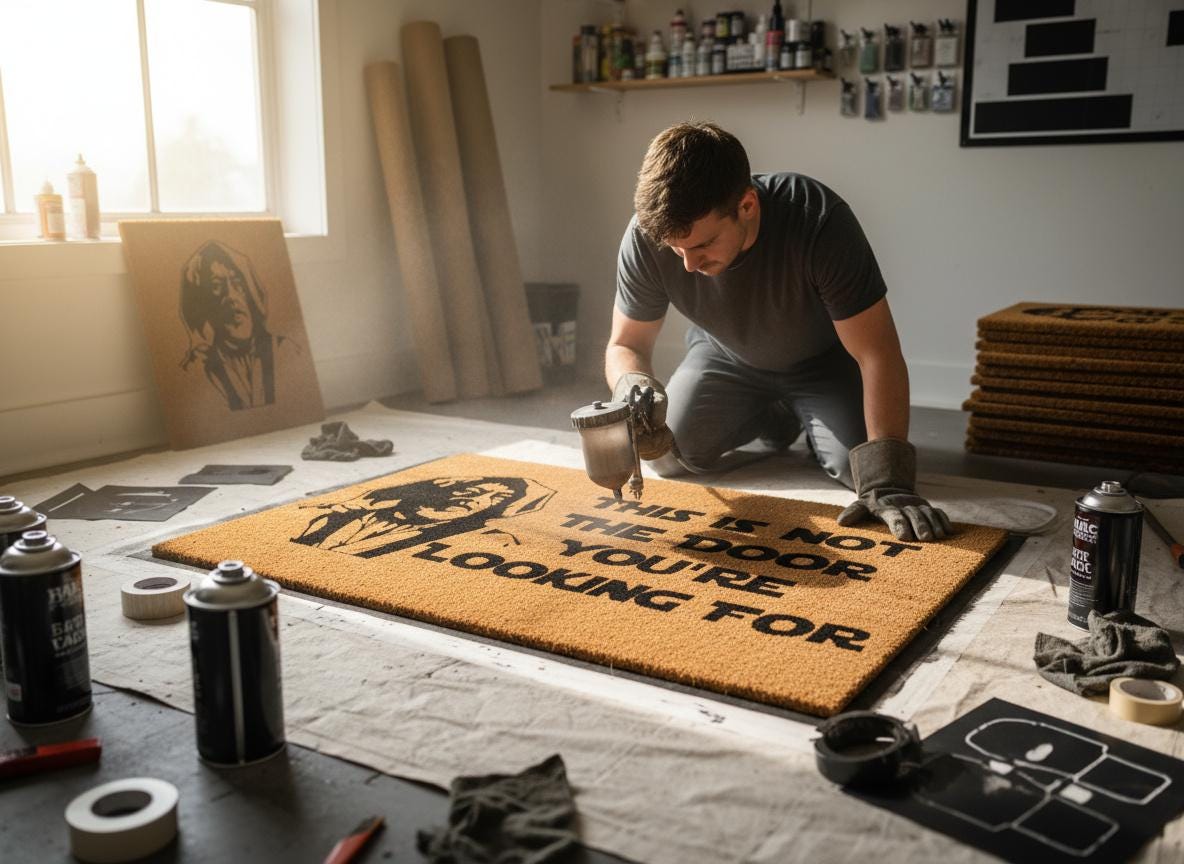 Funny Sci-Fi Doormat - "This Is Not The Door", Geeky Home Decor