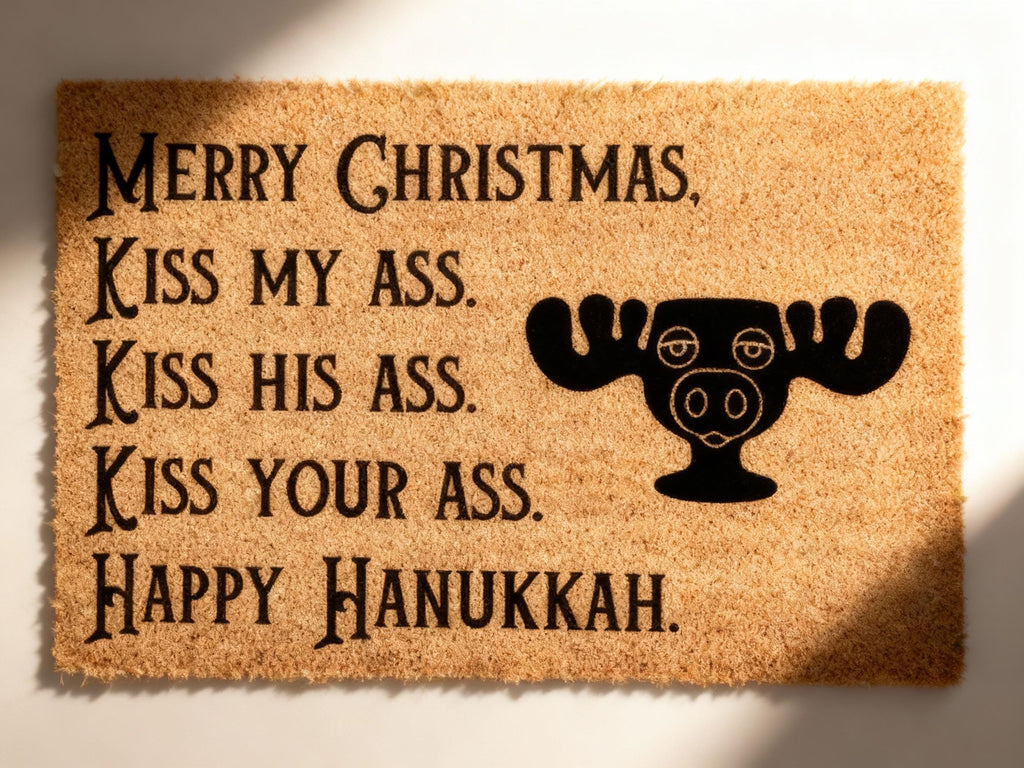 Funny Christmas Coir Doormat – "Merry Christmas Kiss My Ass" Welcome Mat