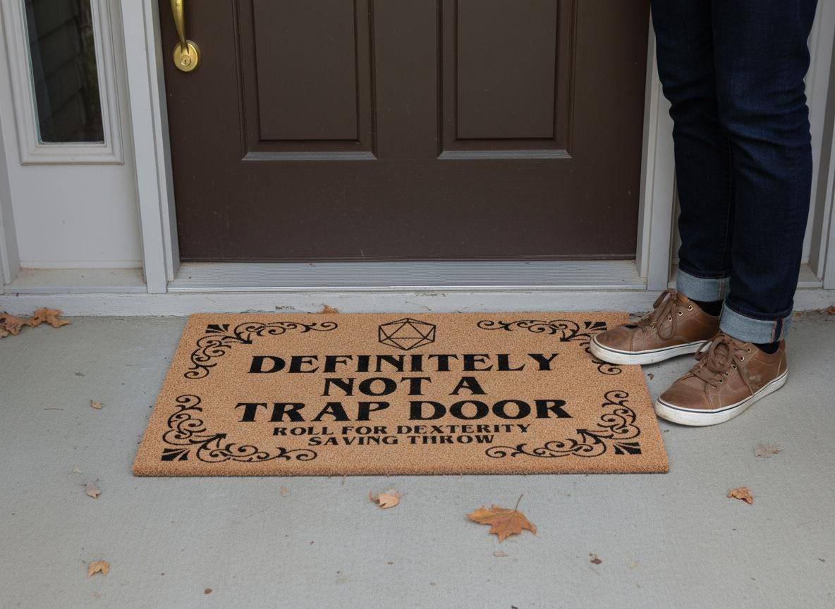 Funny D&D Doormat, Gamer Welcome Mat, Natural Coir