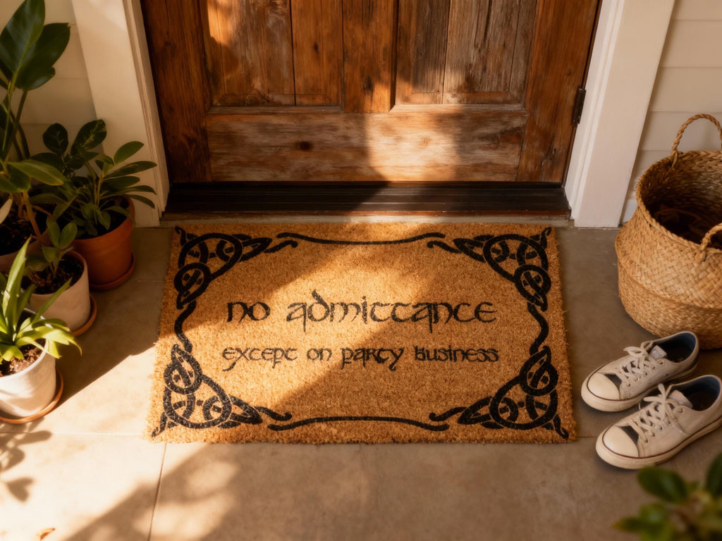 No Admittance Except On Party Business Doormat, Lord of the Rings Welcome Mat, Hobbit Door Mat, Funny Nerd Gift, LOTR Home Decor, Nerdy Gift