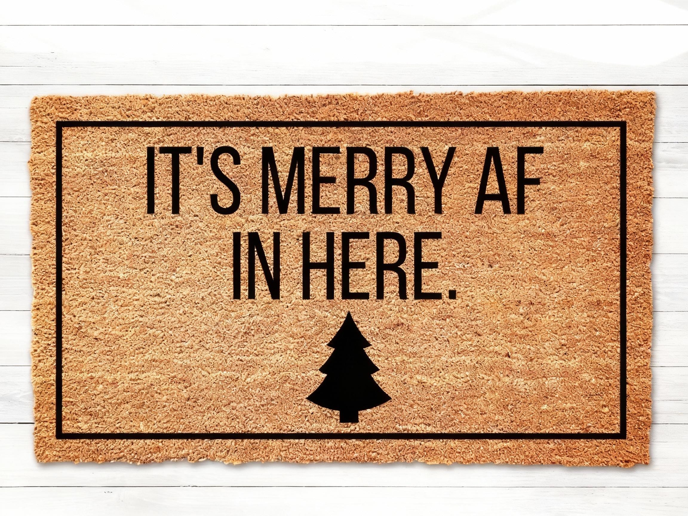 Funny Christmas Doormat - Merry AF Welcome Mat, Holiday Decor