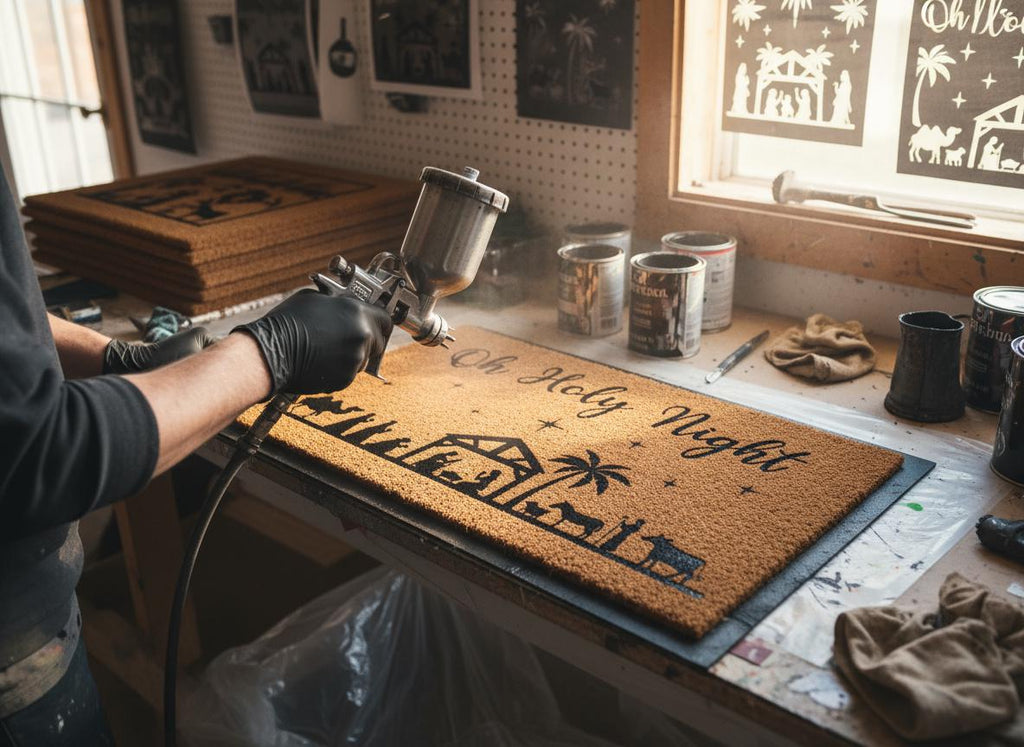 Oh Holy Night Doormat – Christian Nativity Scene, Coir Christmas Decor