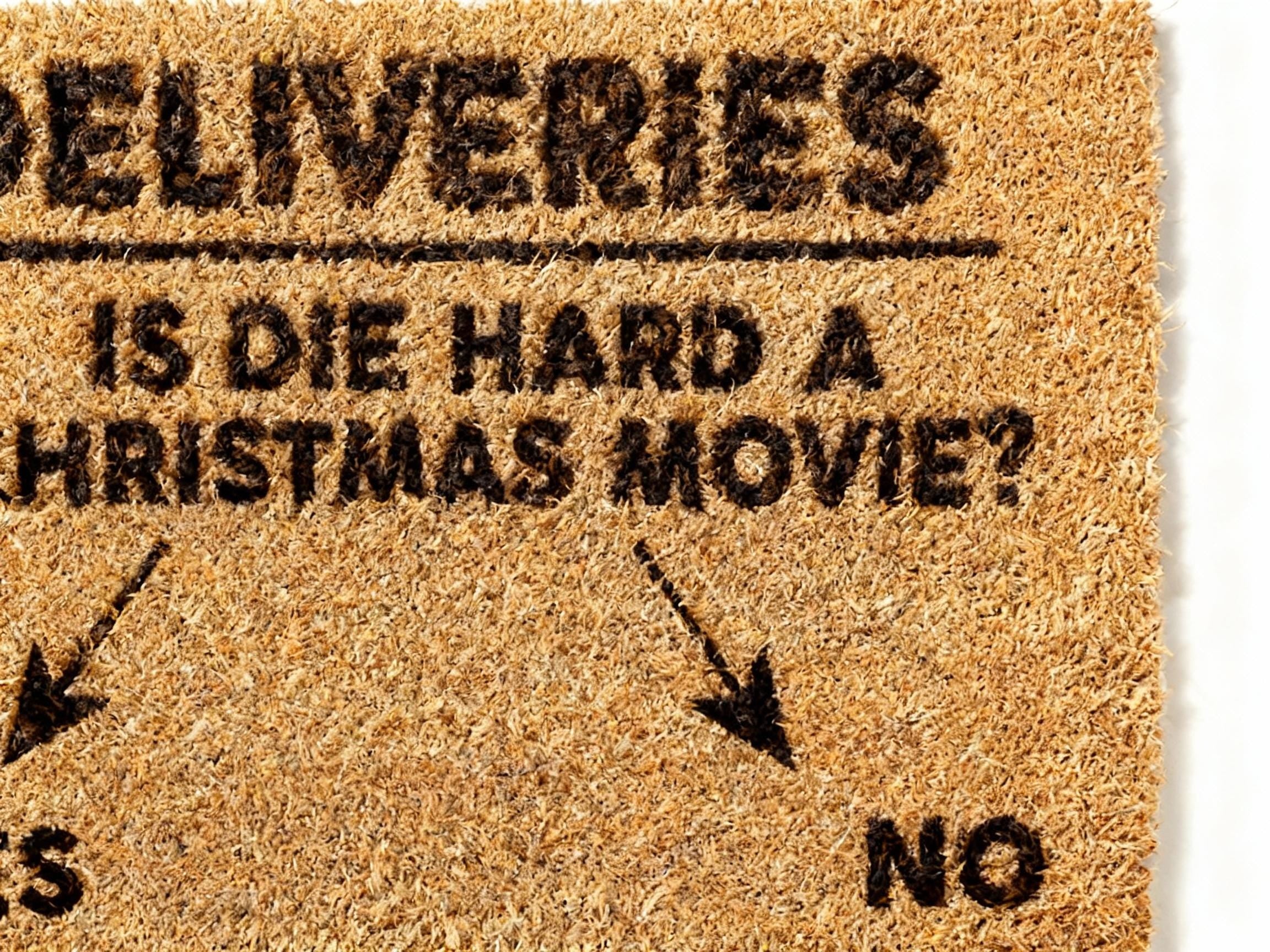 Funny Christmas Coir Doormat – “Is Die Hard a Christmas Movie?”