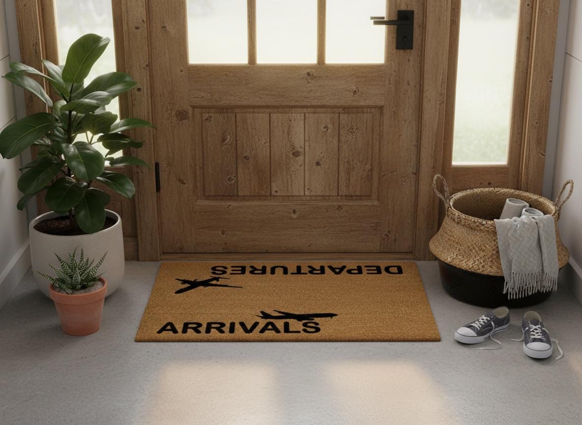 Arrivals & Departures Doormat, Funny Doormat, Airplane Mat, Housewarming Gift