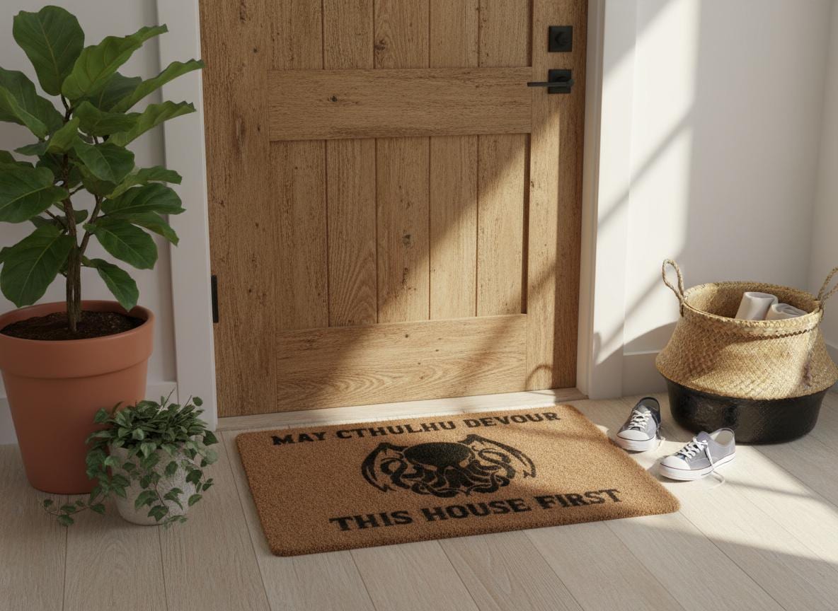 Cthulhu Doormat – Funny Horror Welcome Mat, Lovecraft Gift